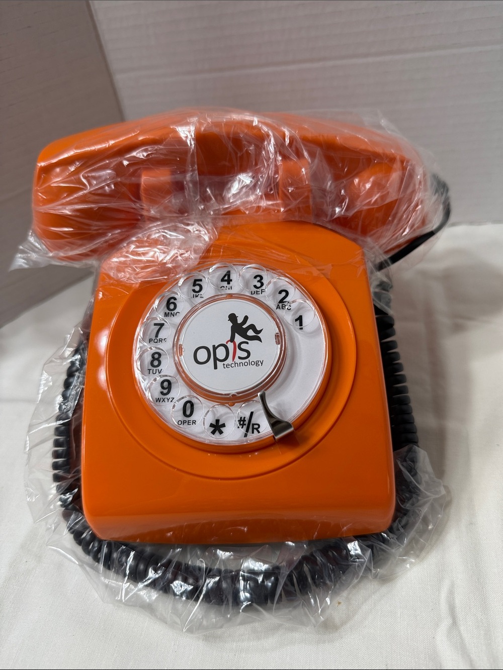 Vtg Style Opis 60s Cable Retro Rotary Dial Corded Landline Telephone Orange